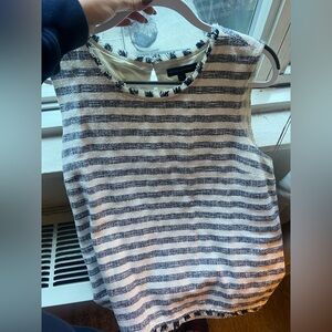 Navy and White Striped Blouse